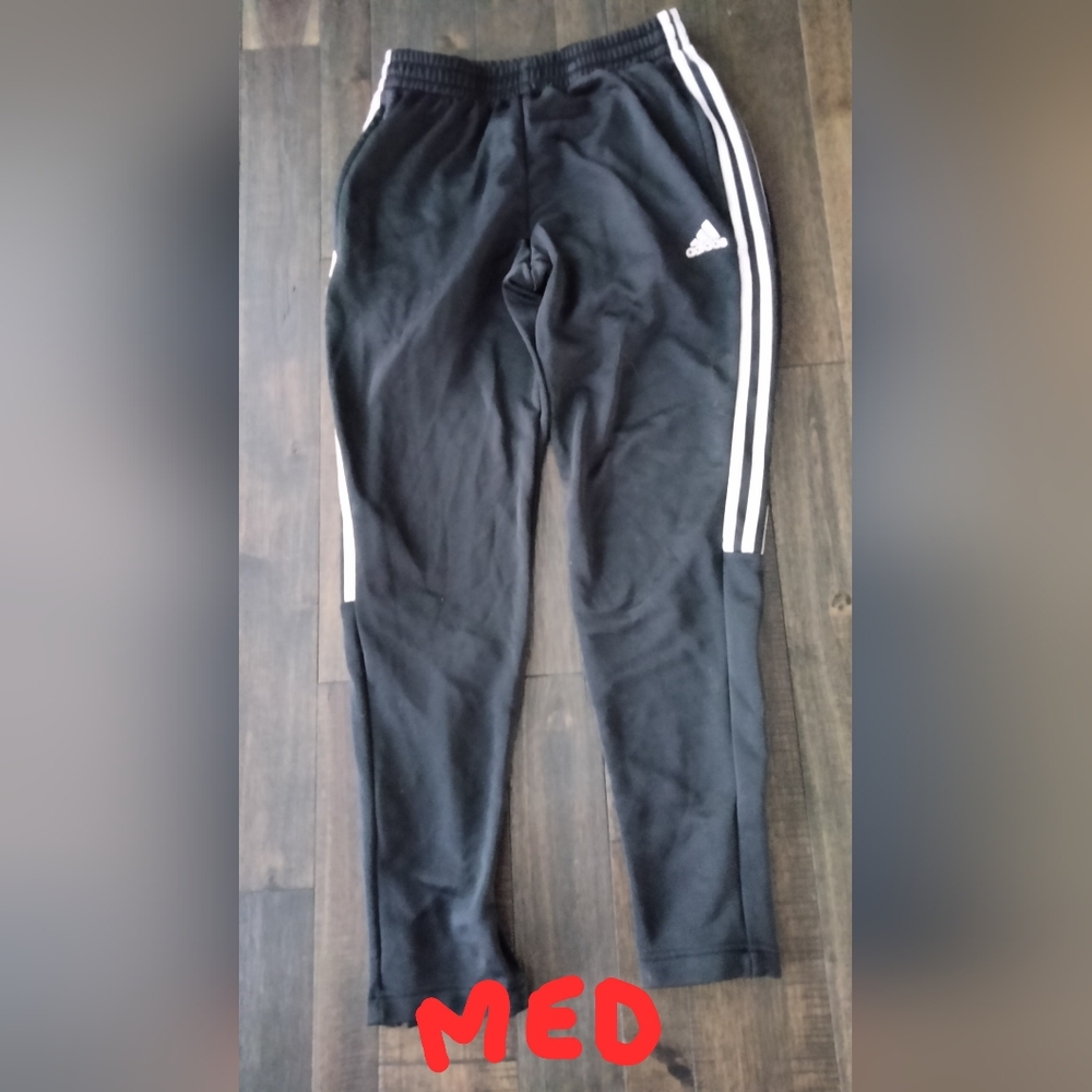 Adidas Black Joggers with White Stripes